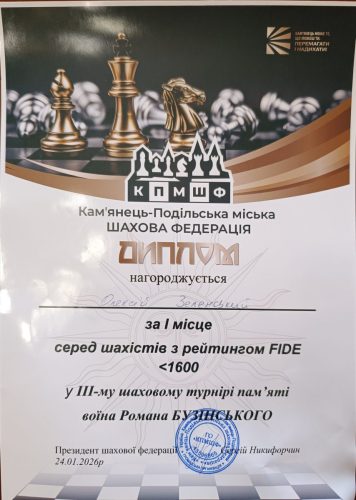 Доцент кафедри Зеленський О.В. переміг у категорії Найкращий результат серед шахістів з рейтингом FIDE 